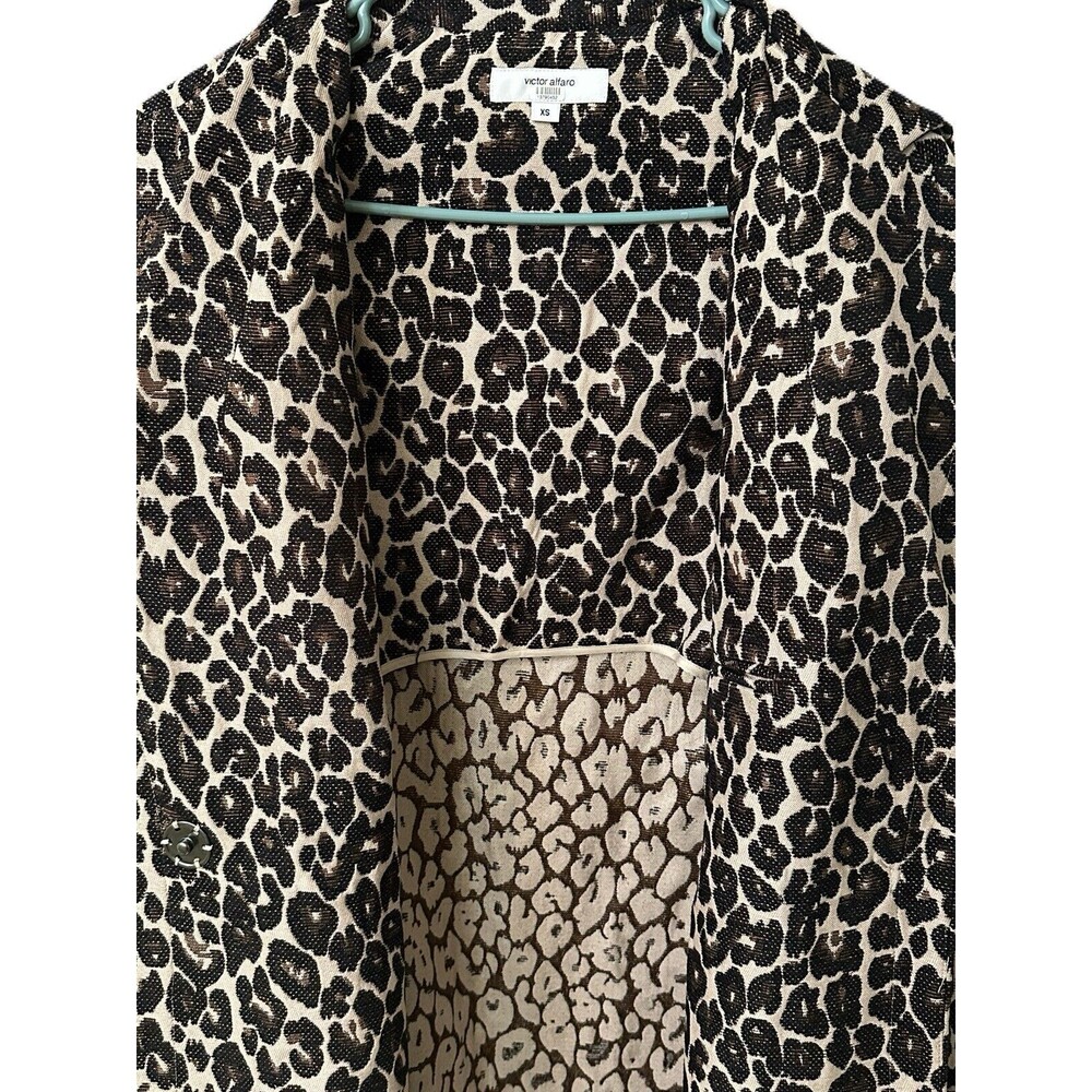 NWOT Victor Alfaro Womens Size XS Leopard Jacquard Long Coat Oversized Fit - Picture 7 of 12